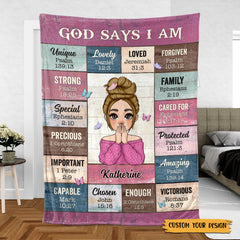 God Says I Am Pink - Personalized Blanket - Meaningful Gifts for Christmas
