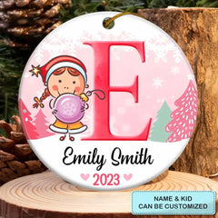 Son Daughter Kid Name Letter Christmas V2 - Personalized Custom Ceramic Ornament - Christmas Gift For Kid, Family Members