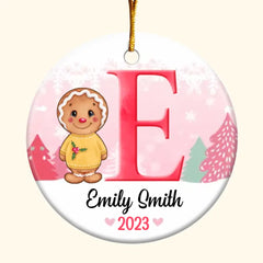 Son Daughter Kid Name Letter Christmas - Personalized Custom Ceramic Ornament - Christmas Gift For Kids, Family Members