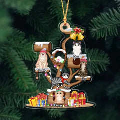 CHRISTMAS CAT TOWER PERSONALIZED ACRYLIC ORNAMENT