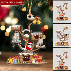 CHRISTMAS CAT TOWER PERSONALIZED ACRYLIC ORNAMENT