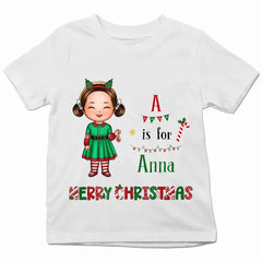 Kid Christmas Tree - Personalized Custom Youth T-Shirt - Christmas Gift For Kid, Family Members