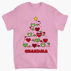 GRANDMA CHRISTMAS TREE - PERSONALIZED CUSTOM T-SHIRT - CHRISTMAS GIFT FOR GRANDMA, MOM, FAMILY MEMBERS