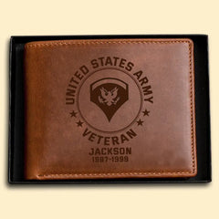 Personalized US Military Retired Leather Wallet