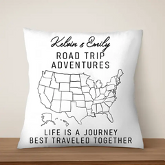 Road Trip Adventures - Personalized Pillow, Travel Camping Gift - PC72