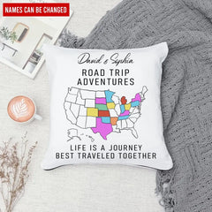 Road Trip Adventures - Personalized Pillow, Travel Camping Gift - PC72