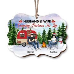 Husband & Wife Camping Partners For Life - Personalized Ornament, Gift For Camping Lover, Couple Ornament