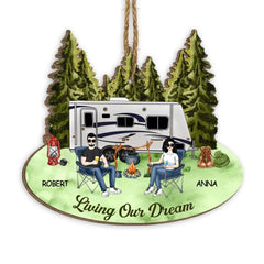 Living Our Dream Ornament - Personalized Camping Couple Ornament - Camper Life - Valentines Day Gift - Camping Gift - Gift For Camping Lovers