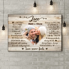 Love Is Patient Love Is Kind - Personalized Couple Canvas - Valentine Gift - Personalized Couple Canvas - Valentine Decorations