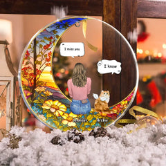 Custom Personalized Memorial Pet Suncatcher Circle Acrylic Ornament - Memorial Gift Idea For Dog/Cat/Rabbit Owners - I Miss You