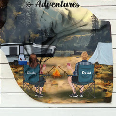 Custom Personalized Yosemite Camping Quilt/Single Layer Fleece Blanket - Gift Idea For Couple, Camping Lovers, Family - Upto 5 Kids, 4 Pets - Fill Your Life With Adventures