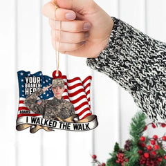 Custom Photo Branch Rank Personalized Ornament Gift For Military Veteran