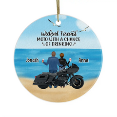 Personalized Ornament, Motorcycle Drinking Couple, Gift For Motorcycle Lovers