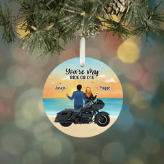 You're My Ride Or Die - Personalized Ornament, Motorcycle Drinking Couple, Gift For Motorcycle Lovers