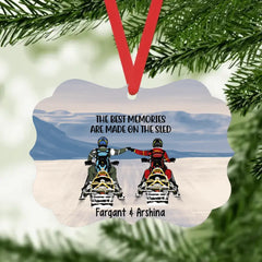 Personalized Metal Ornament, Snowmobiling Partners - Couple And Friends, Gifts For Snowmobile Lovers