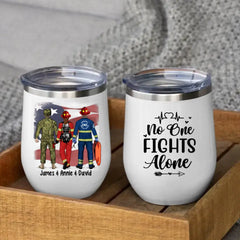 Saving Lives Together - Personalized Wine Tumbler Firefighter, EMS, Police Officer, Military, Nurse