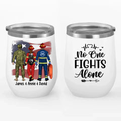 Saving Lives Together - Personalized Wine Tumbler Firefighter, EMS, Police Officer, Military, Nurse