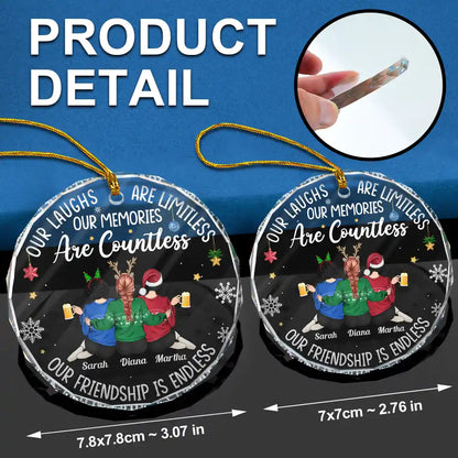 Besties Our Laughs Are Limitless Christmas Backside - Personalized Circle Glass Ornament