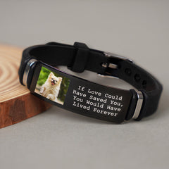 Custom Photo Forever In My Heart - Memorial Gift For Dog Lovers, Cat Lovers, Pet Lovers - Personalized Engraved Bracelet