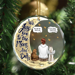 Memorial Christmas Love You To The Moon And Back - Personalized Circle Glass Ornament