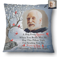 Custom Photo A Hug From Heaven - Memorial Gift For Family, Friends - Personalized Pillow