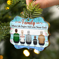 Family Where Begins And Love Never Ends - Memorial Gift - Christmas Gift - Personalized Wooden Ornament