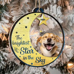 Custom Photo Memorial The Brightest Star - Personalized 2-Layered Mix Ornament