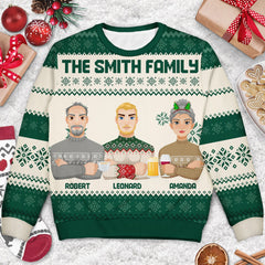 Flat Art - Christmas, Funny Gift For Family, Couple, Dad, Mom, Grandpa, Grandma - Personalized Unisex Ugly Sweater