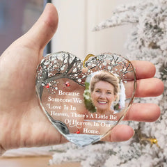 Custom Photo I'm Always With You Memorial - Personalized Heart Shaped Glass Ornament