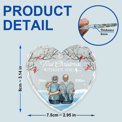 Memorial First Christmas Without You - Personalized Heart Shaped Glass Ornament