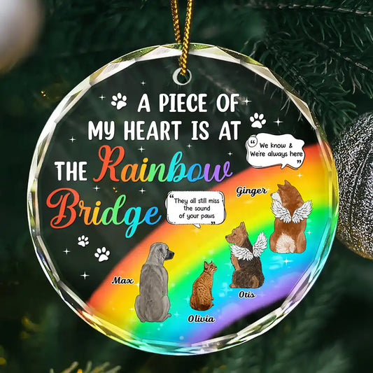 A Piece Of My Heart Still Talk About You Memorial Christmas - Personalized Circle Glass Ornament