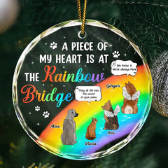 A Piece Of My Heart Still Talk About You Memorial Christmas - Personalized Circle Glass Ornament