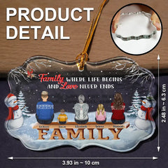 Family Where Begins And Love Never Ends Memorial - Personalized Medallion Glass Ornament