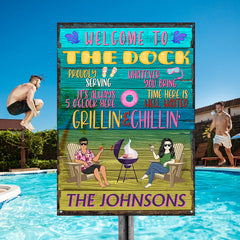 Poolside Proudly Serving Whatever You Bring Husband Wife Couple - Pool Sign - Personalized Custom Classic Metal Signs