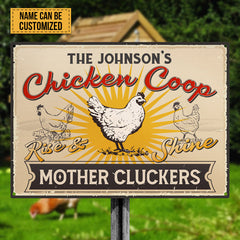 Personalized Farm Chicken Coop Rise And Shine Customized Metal Signs, Chicken Signs