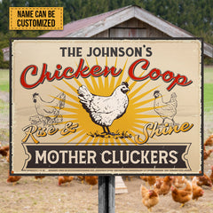 Personalized Farm Chicken Coop Rise And Shine Customized Metal Signs, Chicken Signs