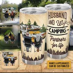 Husband And Wife Camping Partners For Life  - Gift For Camping Lovers - Personalized Custom Tumble