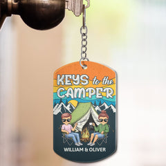 Keys To The Camper - Anniversary, Loving Gifts For Couples, Husband, Wife, Camping Lovers - Personalized Aluminum Keychain