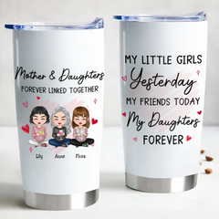 20oz Mother - Mother And Daughter Forever Linked Together - Personalized Tumbler