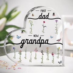 First Dad Now Grandpa With Flowers - Personalized Acrylic Plaque