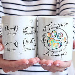 Just A Girl Who Loves Pets - Dog & Cat Personalized Custom Mug - Gift For Pet Owners, Pet Lovers