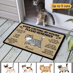 Please Remember When Visiting Cats House Personalized Doormat